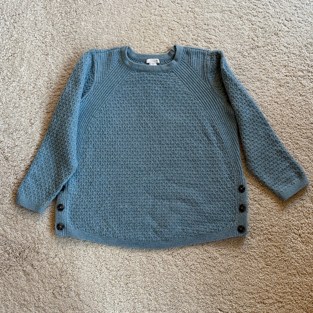 J. Jill Blue Textured Crew Neck Sweater